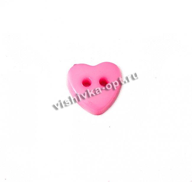Пуговица "Сердце" 13*12мм на 2 прокола (50шт) цвет:513-розовый
